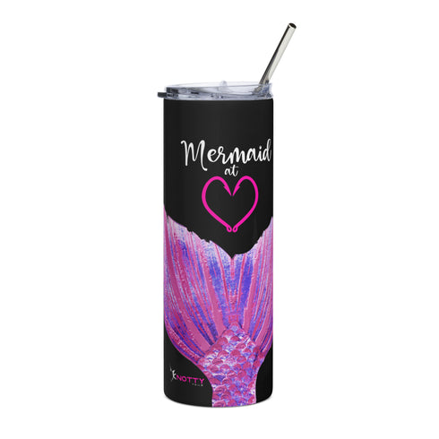 Black Mermaid at Heart Stainless Steel Tumbler 20 oz - Durable Design for Hot or Cold Drinks